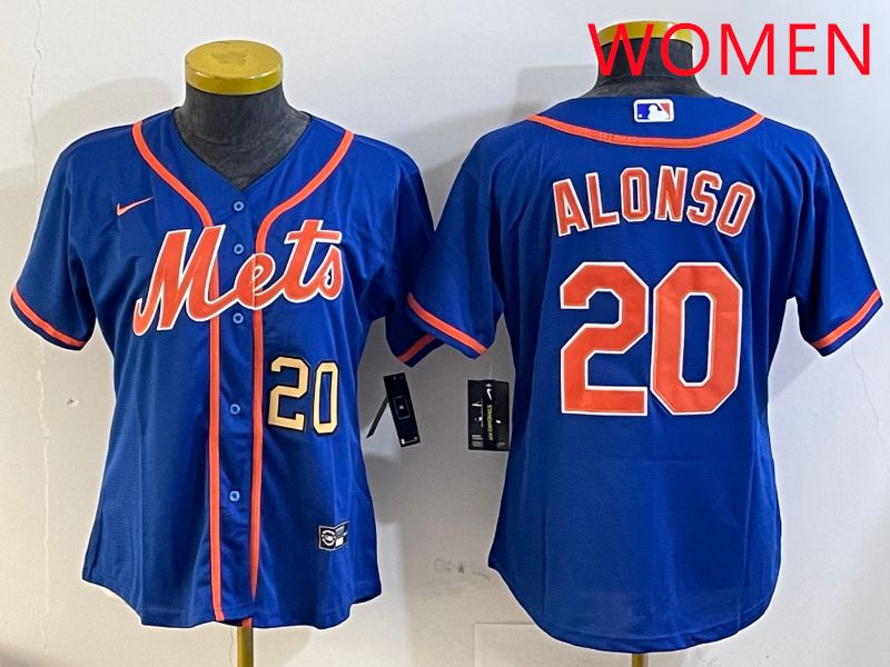 Women New York Mets #20 Alonso Blue Game Nike 2025 MLB Jersey style 3